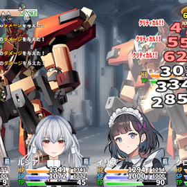 メタモルバトラー狂詩曲CVのイメージ-戦闘画面。コマンド選択待ち時間が一目で分かります。