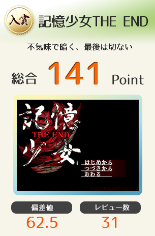 【入賞】記憶少女THE END（不気味で暗く、時にはおバカで、最後は切ない）総合141Point