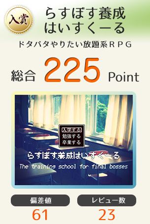 【入賞】らすぼす養成はいすくーる（ドタバタやりたい放題系ＲＰＧ）総合225Point