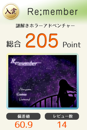 【入賞】Re;member（謎解きホラーアドベンチャー）総合205Point