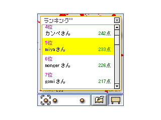 ランキングは上位30名まで表示される