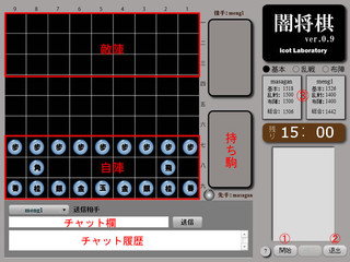 闇将棋のゲーム画面「とても見やすい画面です」