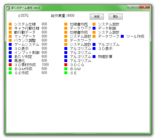 ぼくのゲーム会社のゲーム画面「開発するゲームを選択します。４０種類以上のゲームを開発することができます。」