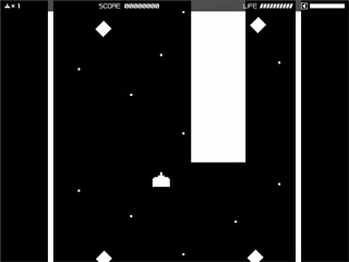 レトロシューティング　THE BW DANMAK.のゲーム画面「見た目の地味さにくらべて、激ムズです。」