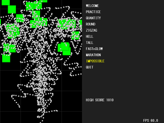 Bullet Hellのゲーム画面「高難易度のステージだとこんな感じです。」