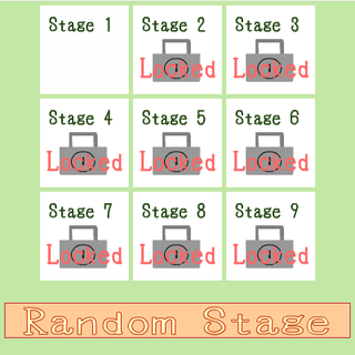 列の和かものゲーム画面「ステージ選択　クリアすると次のステージを選択可能に」