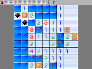 自家製マインスイーパー2のゲーム画面「簡単（アイテム有り）モードをプレイ中」