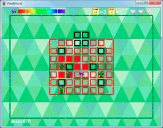 ピクセルワールドのゲーム画面「てんとう虫のステージ」