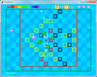 ピクセルワールドのゲーム画面「エンゼルフィッシュのステージ」