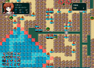 WingLua saga～ウィングルアサーガ～のゲーム画面「市街地も戦場となる。アーマーや飛兵士が有用だ。」