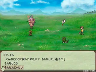 ルカと魔法の本のゲーム画面「邪精とは「コンタクト」することで、アイテムや「カード」をゲットすることができます。」