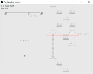 PlayWindowのゲーム画面「エディターができました。やったぜ。」