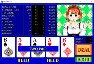 TinyPoker_Freeのゲーム画面「ゲーム終了時の画面です。」