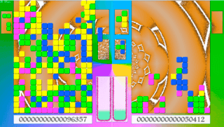 Collpaseのゲーム画面「パロディ元同様、貯めてから一気に消した方が色々お得」