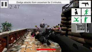 DodgeAttacksのゲーム画面「雪だるまをやっつけよう」