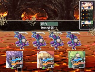 タオルケットだけは許さない！MOBILEのゲーム画面「戦闘システムはドラクエっぽいものにしています。行動順も表示されるぞ！」