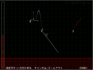 Wall to wall のゲーム画面「赤い床目指して飛び跳ねろ！」