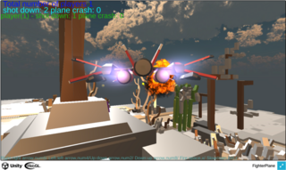ファイタープレーンのゲーム画面「敵機破壊」