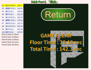 D&B Part1『脱出』のゲーム画面「クリアー時　ランキング　PC表示」