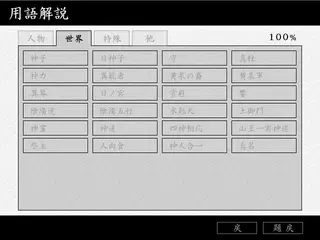 Sin第一章～第七章のゲーム画面「おまけ用語集」