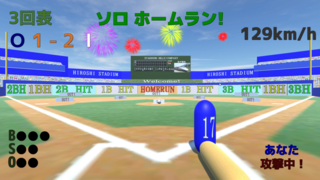 真・THE BOARD BASEBALL 2のゲーム画面「プレイヤーがホームランを打ったところ」