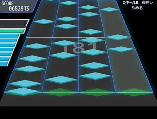 ツクールで作った音ゲーのゲーム画面「音ゲープレイ画面」