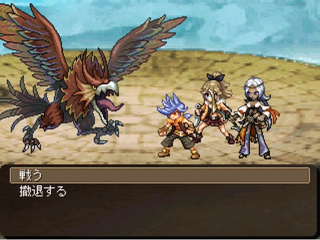 ガロゥズストライフ体験版のゲーム画面「バトルはドット絵のキャラクターが多数登場」