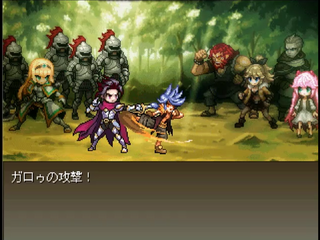 ガロゥズストライフ体験版のゲーム画面「バトルシーンではドット絵のキャラが動きます」