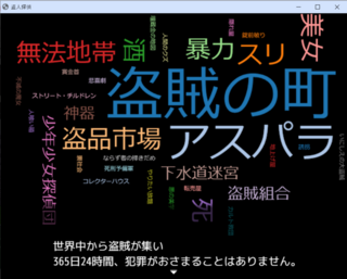 盗人探偵のゲーム画面「ゲームの舞台は盗賊の町」