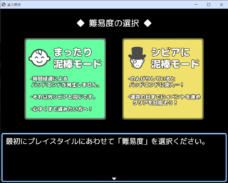 盗人探偵のゲーム画面「あなたにあった難易度で」
