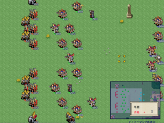 新説:リターニアの成立のゲーム画面「戦闘マップ、同時ターン制SLG」