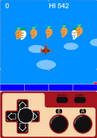 ベジウォーズのゲーム画面「スタート画面で十字キーの中央をタッチするとゲームスティックモードになります。」
