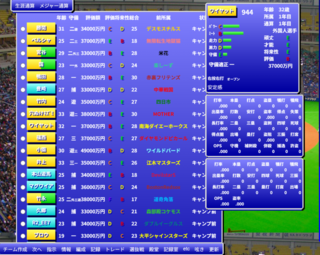 Virtual League Baseballのゲーム画面「他球団を解雇された国内市場は一部熱狂的マニアがいるようです」