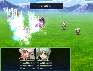 夢幻の塔と終わる世界のゲーム画面「ゲージが溜まったキャラから行動!TPBバトルで武器や魔法さらにはキャラ固有のスキルを駆使して敵と戦おう!」