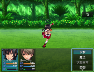 ノワールシティのゲーム画面「状態異常は一回の戦闘で一回!」