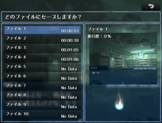鬼庭オブザデッドのゲーム画面「進行度はセーブ画面orロード画面から確認できるよ」