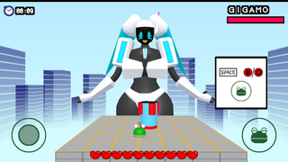 カエルvs巨大ロボ娘のゲーム画面「プレイ画面」