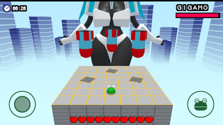 カエルvs巨大ロボ娘のゲーム画面「プレイ画面」