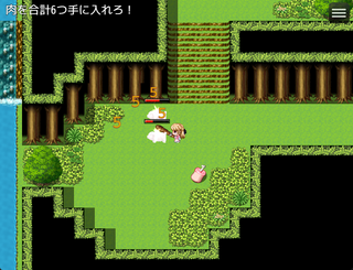 飛び入り客に肉料理をのゲーム画面「アクション画面」