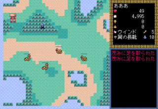 Old ARPG likeのゲーム画面「悪影響エリアのメッセージ」