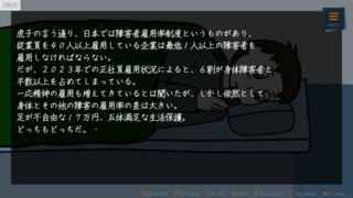 不見不聞の大罪のゲーム画面「障害者にも雇用格差がある……」