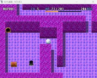 古代遺跡、ラビリボスのゲーム画面「ゴールとボスは見たら分かるっぎ。」
