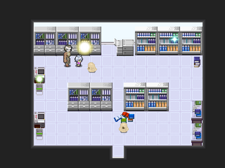 INFLAMMATION ～インフラメーション～ 体験版のゲーム画面「青年と共に戦ったり謎を解いたりして進んでいきます。」