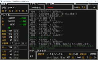 シブサワコウによろしくのゲーム画面「内政フェイズ終了時に五秒の休憩時間。」