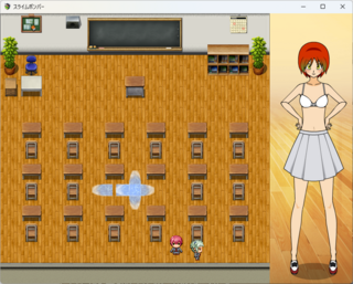 【Ｒ１５】スライムボンバーのゲーム画面「HPが半分になると上着が脱げる・・・」