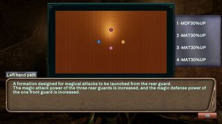 Rebel Infernal Path（体験版）のゲーム画面「戦闘時フォーメーション」