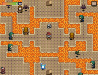 ハディドラの遺跡のゲーム画面「危険なダンジョン！」