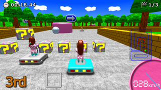 フィギュアカートMakerのゲーム画面「グランプリモード(草原コース)」