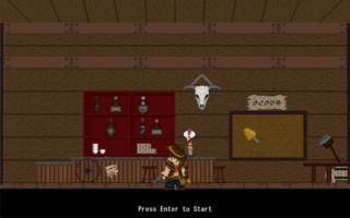 マガリモノのゲーム画面「ロビーではカーソルを看板に合わせるとマップ選択へ進めます」