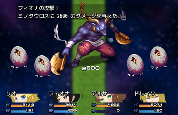 戦闘はシンプルなコマンド式ターン制バトル。  ​倒れても戦闘終了後にＨＰ１で復活する。